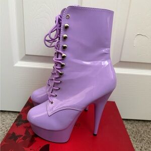 Pleaser Lavender Lace-Up platform High Heel Boots 7
